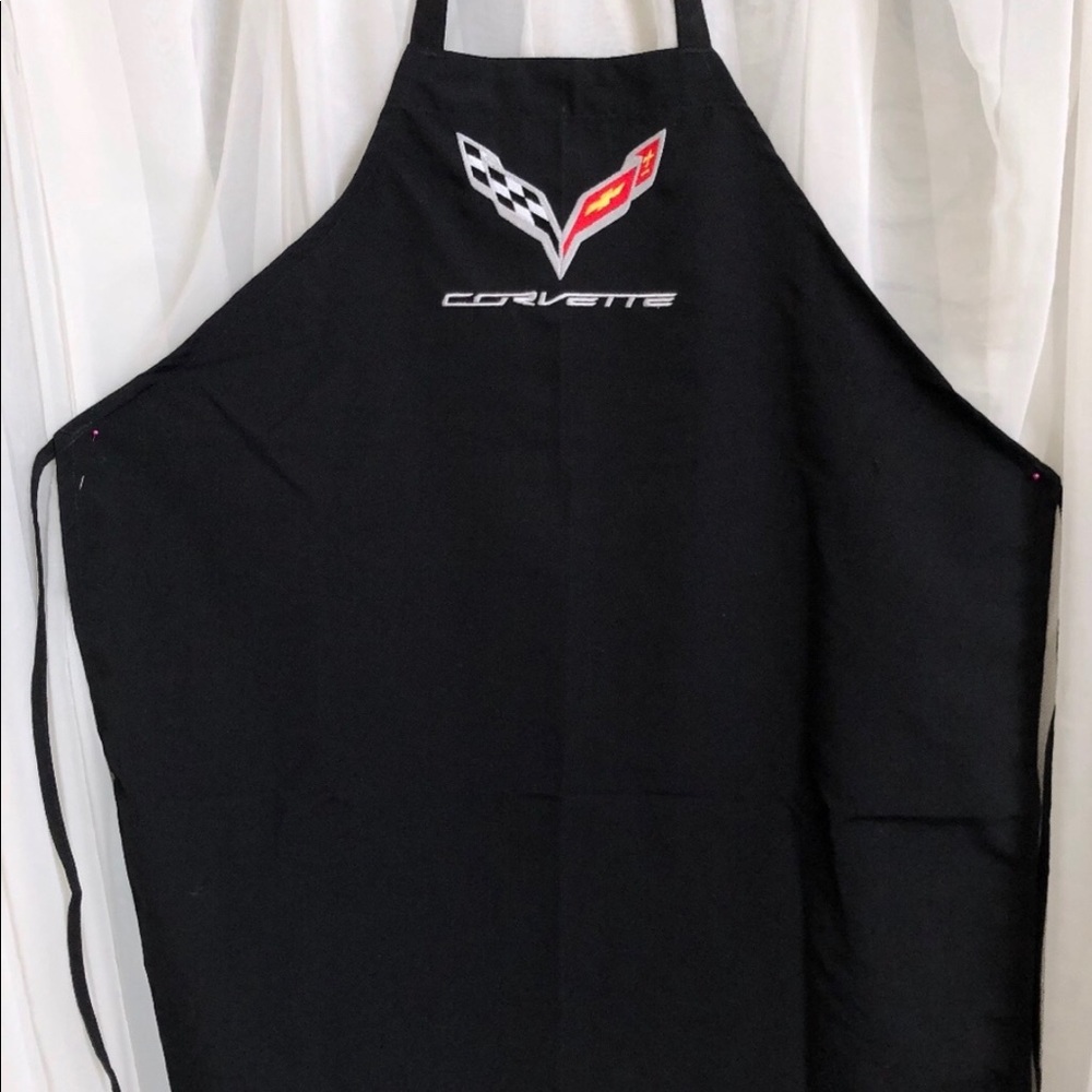 SOLD-Corvette apron-embroidered Corvette C7 logo bbq apron-custom made corvette
